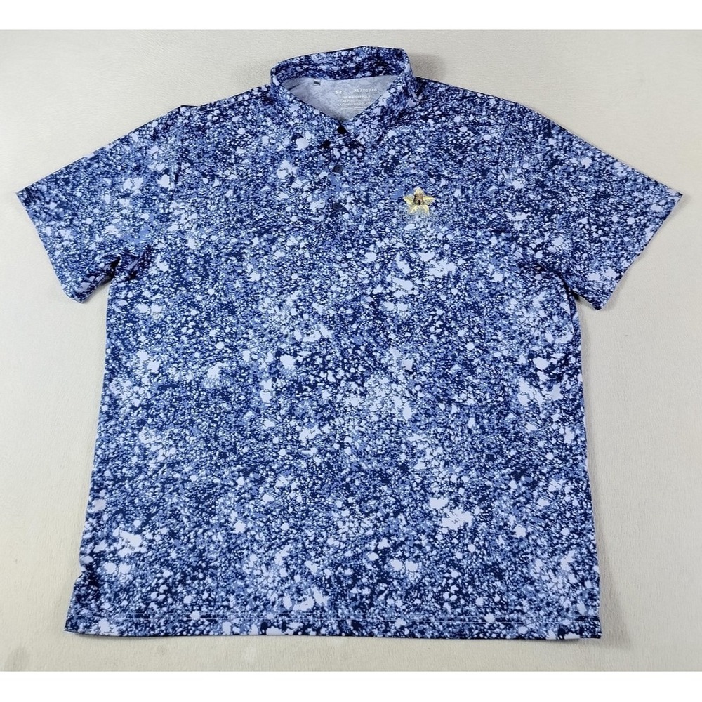 Under Armour Playoff Polo Density Golf Shirt Mens XL Blue AOP Performance
